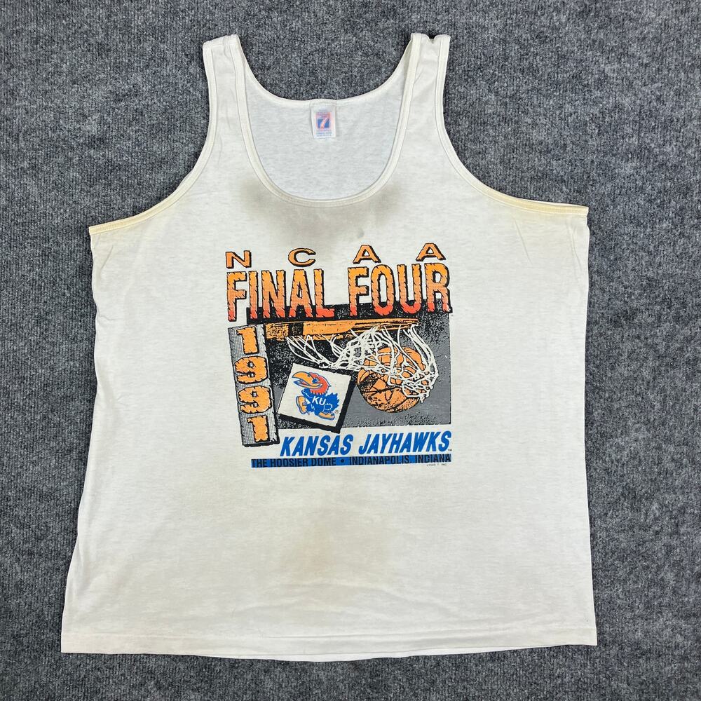 Logo 7 Tank Top Mens Size XL‎ White NCAA Final Four 1991 KU Jayhawks